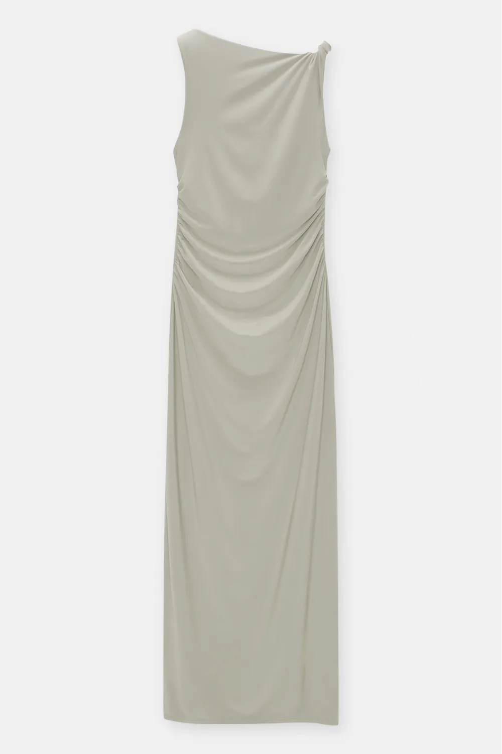 Vestido midi asimétrico frunces
