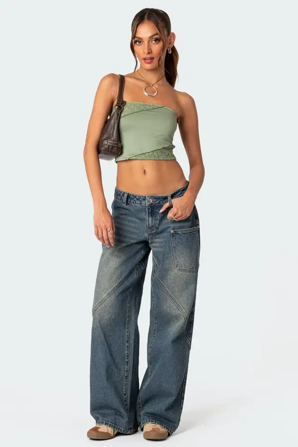 Lace Patchwork Tube Top