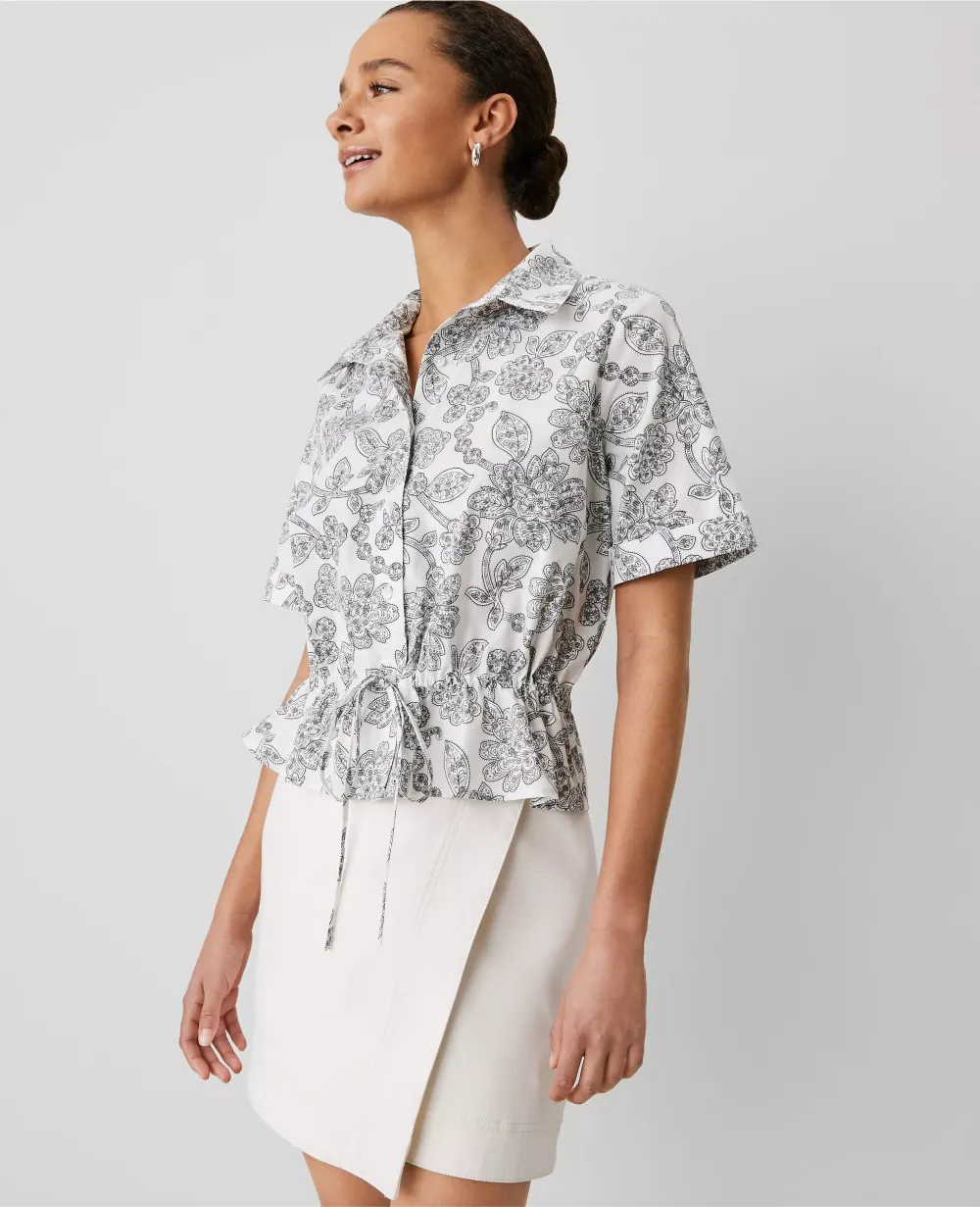 Weekend Collection Paisley Tie Waist Peplum Shirt
