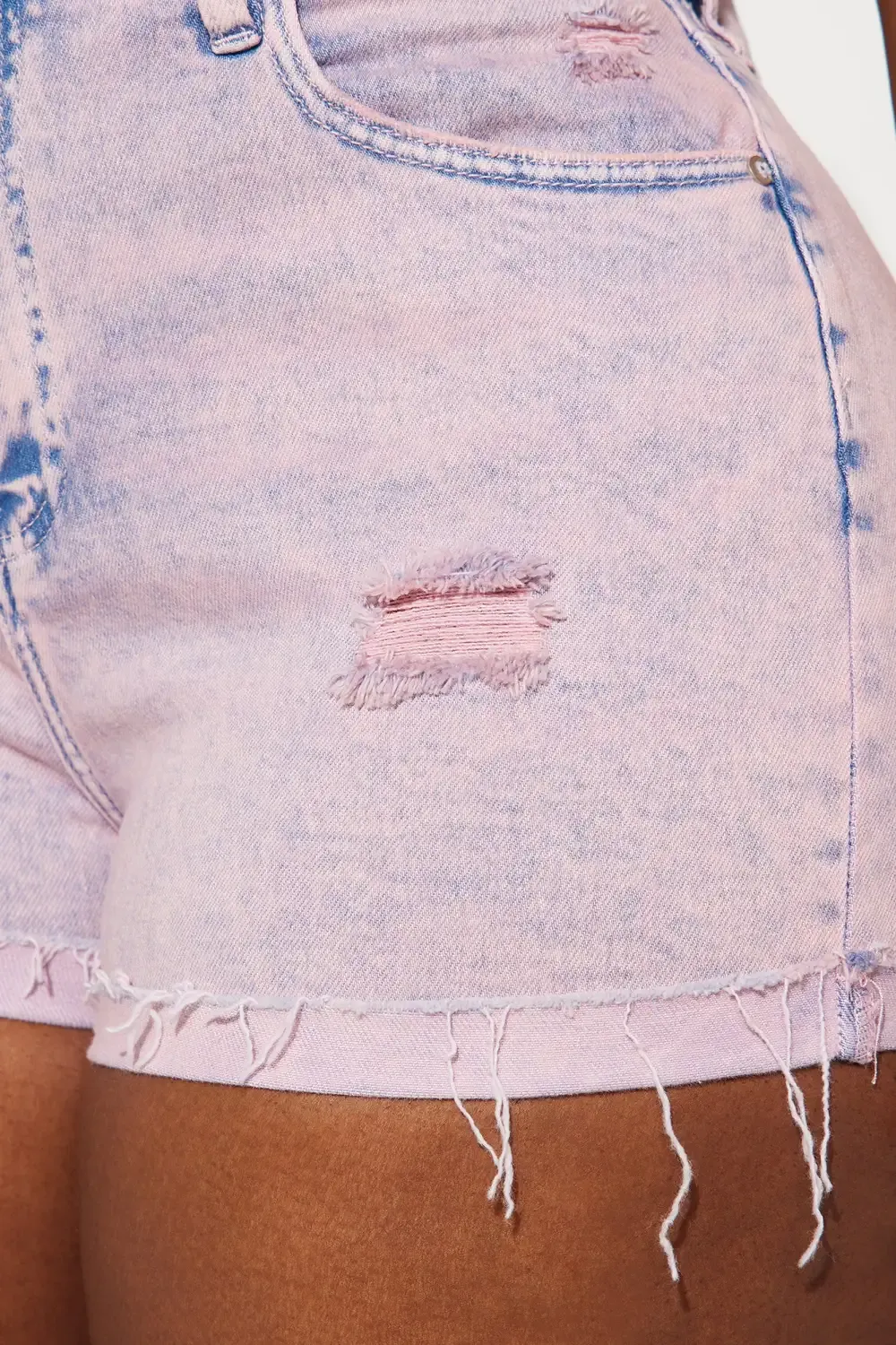 Caught In A Daze Stretch Denim Shorts - Pink