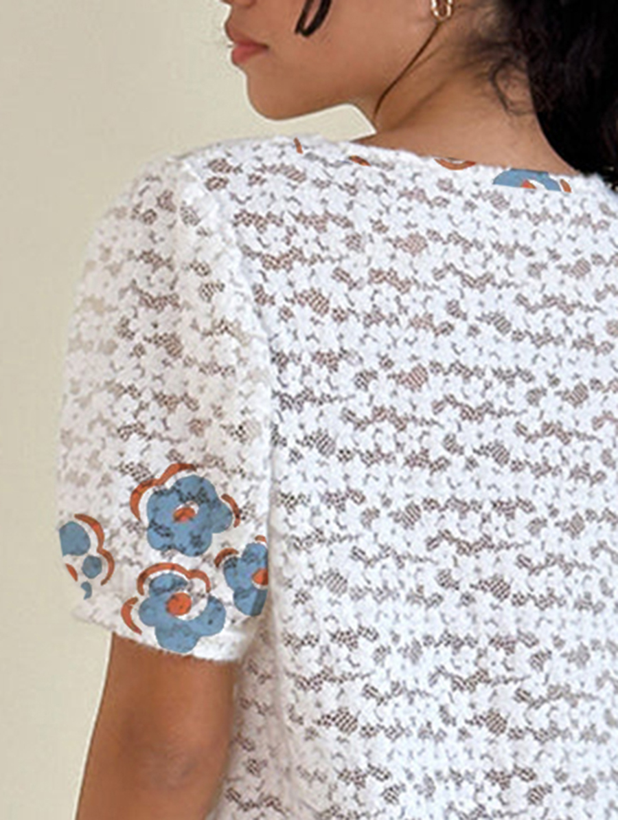 Top in Dahlia Lace Ivory