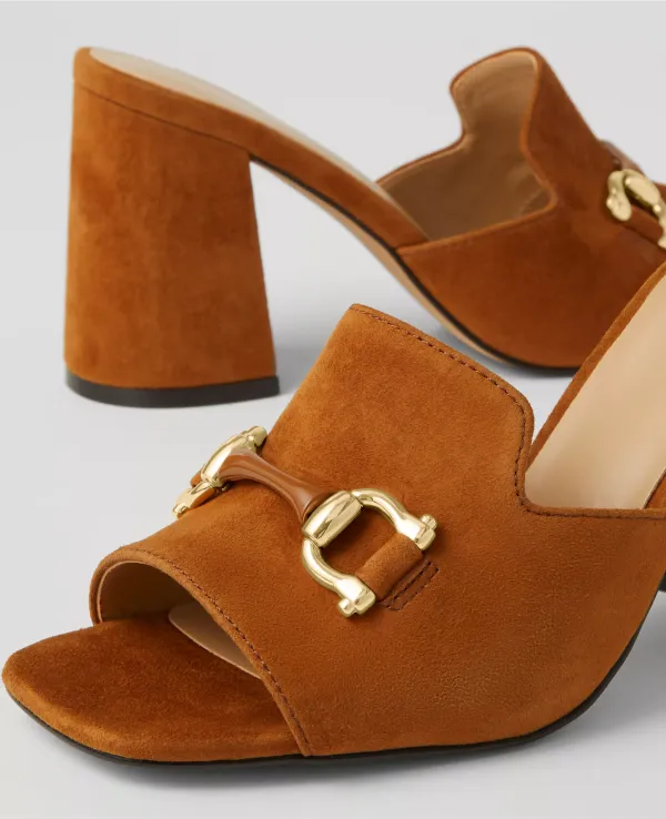 Horsebit Suede Block Heel Sandals