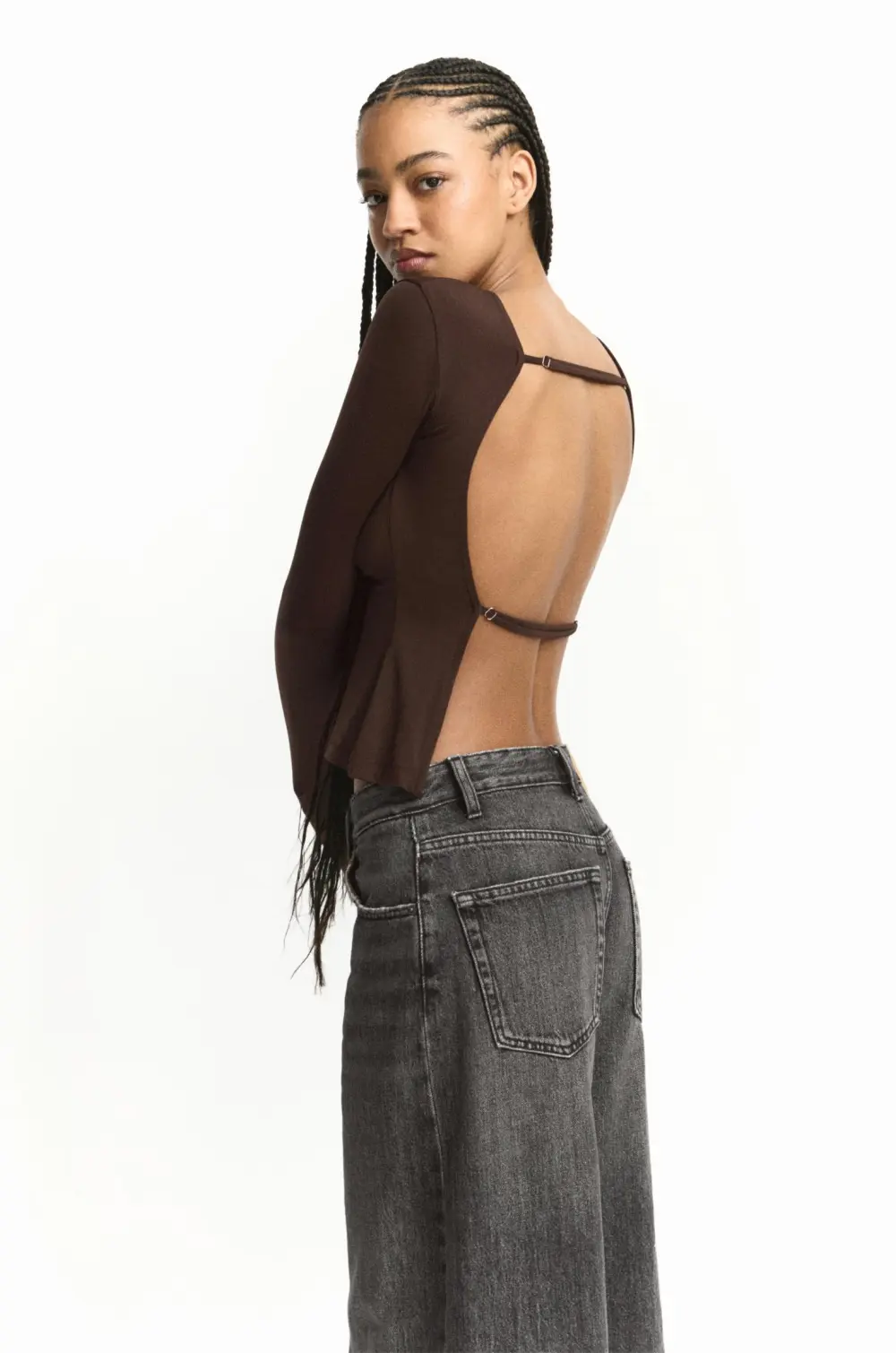 Polyamide top with open back straps