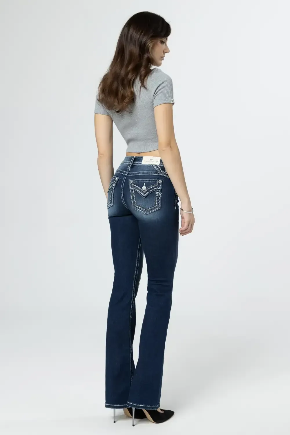 White & Silver Border Bootcut Jeans