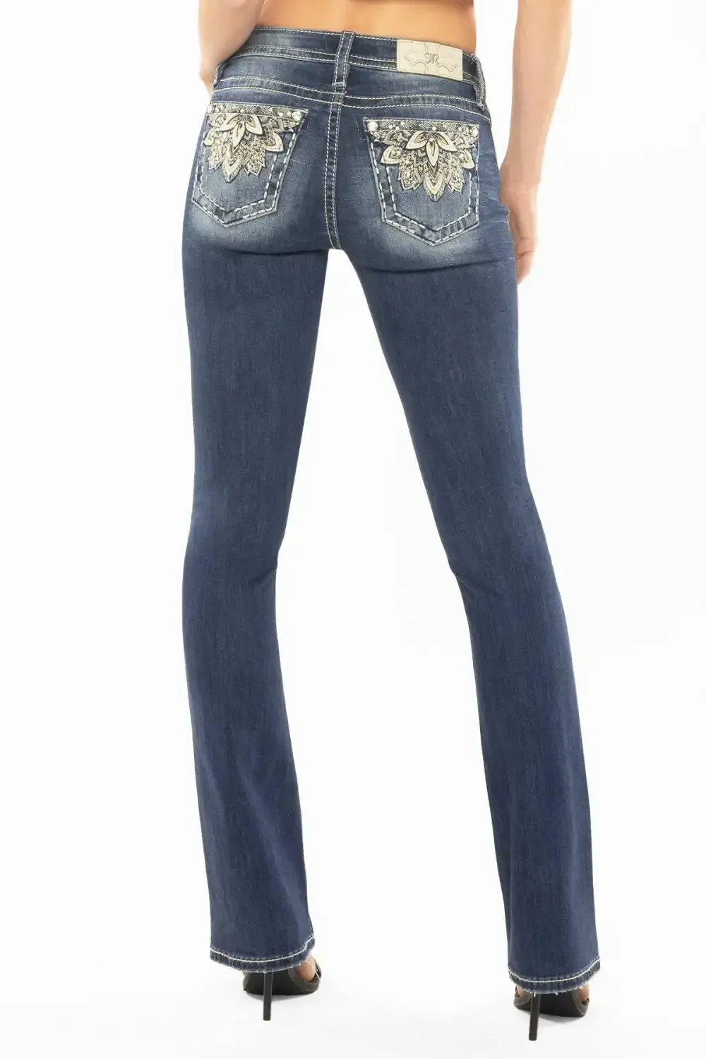 Metallic Floral Bootcut Jeans