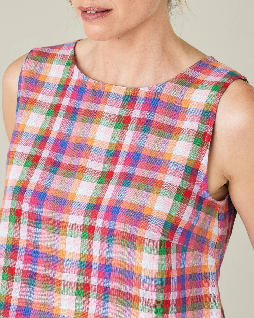 CHECK LINEN TOP