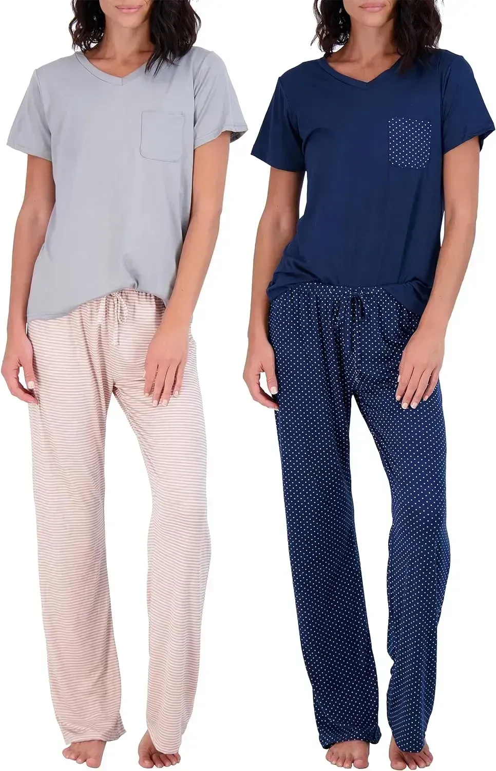 2 Pack: Women’s Pajama Set Super-Soft Short & Long Sleeve Top With Pants (Available In Plus Size)