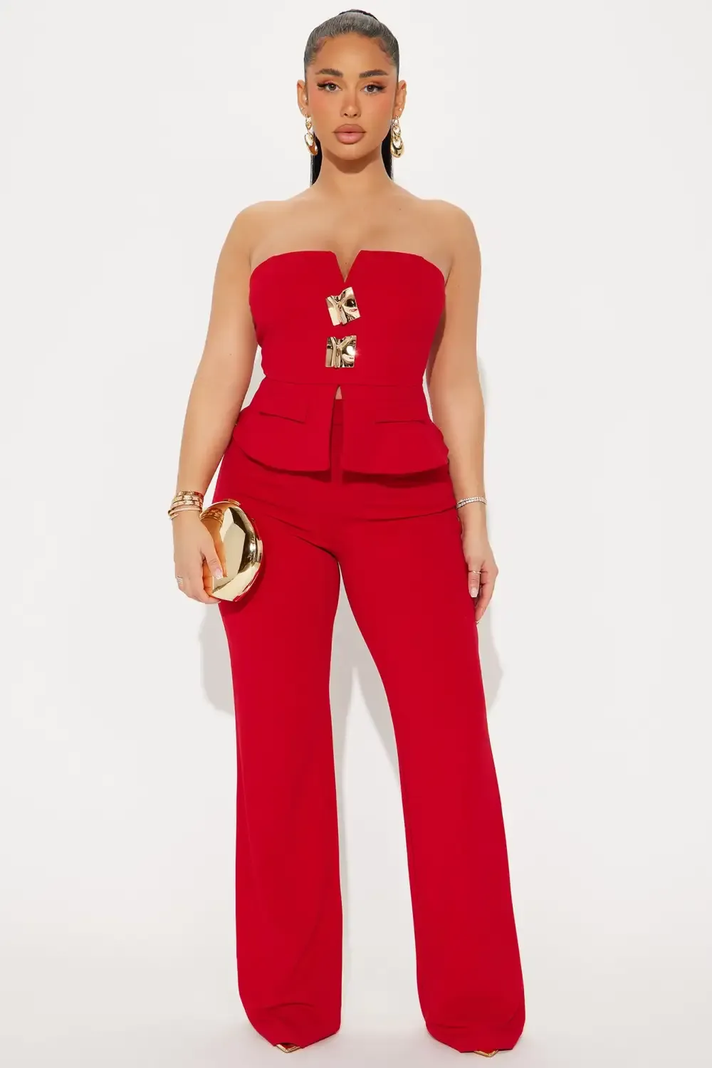 The Prestige Pant Set  - Red