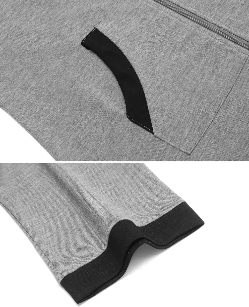 Women Zipper Robe 3/4 Sleeves Loungewear Dress Full Length Sleepwear Pockets Housecoat Nightgown Long Bathrobe