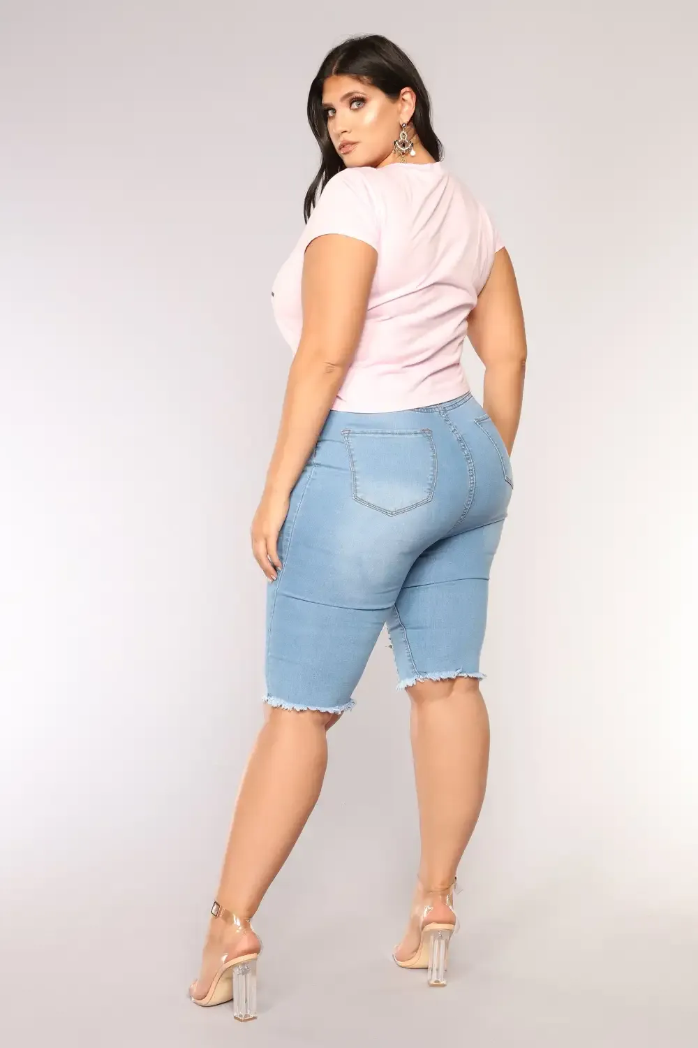 Kassidy Distressed Bermuda Shorts - Light Wash