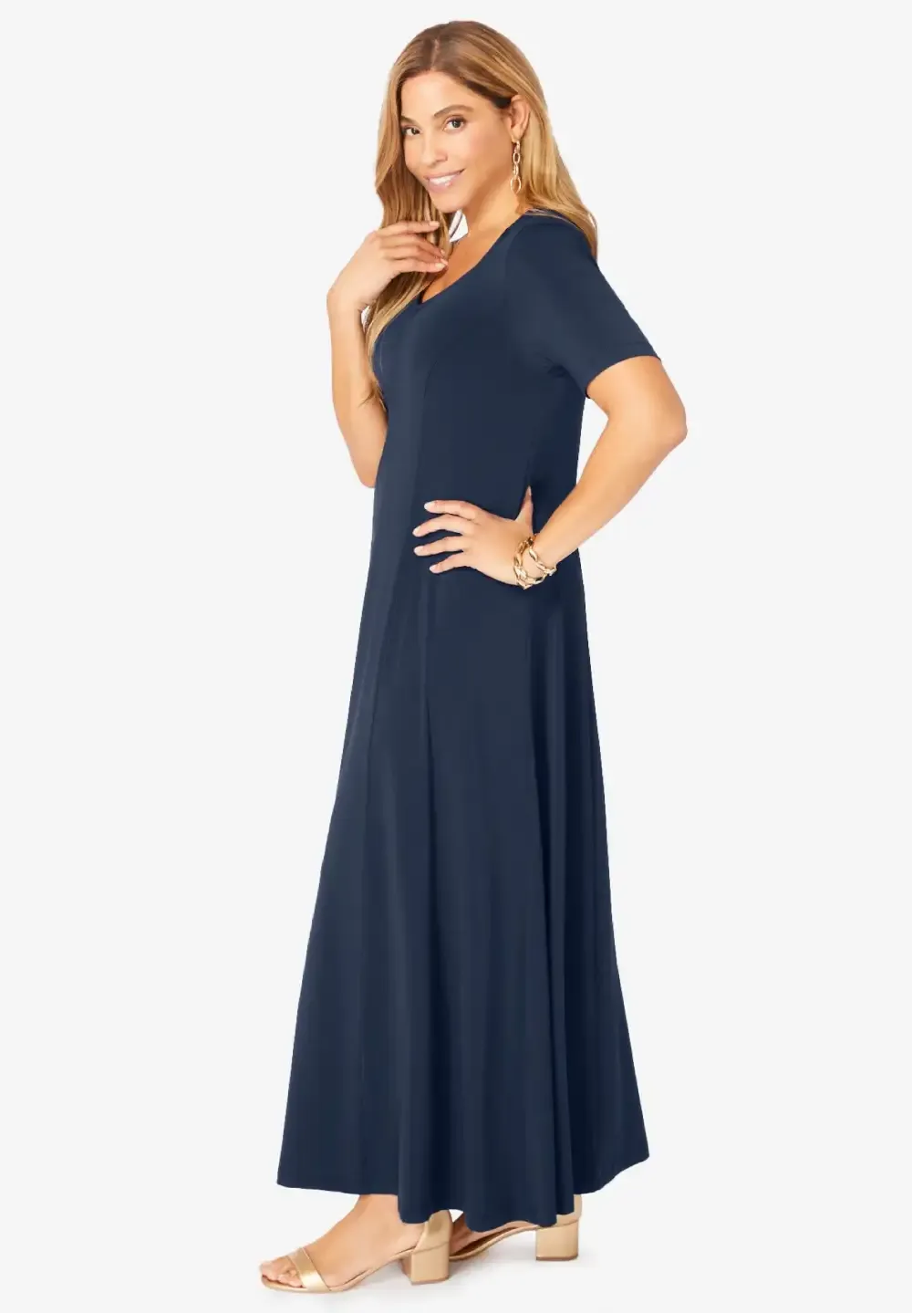 Stretch Knit Sweetheart Maxi Dress