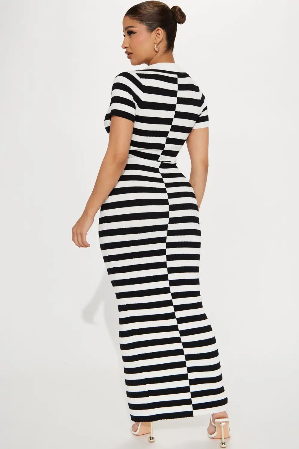 Prestigious Tour Ribbed Maxi Dress - White/Black