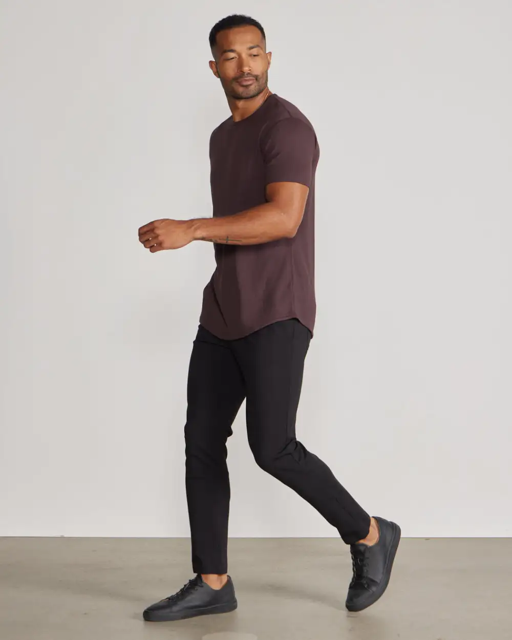 Ribbed Short Sleeve Drop-Cut