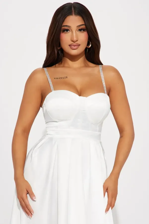 Diandra Satin Midi Dress - White