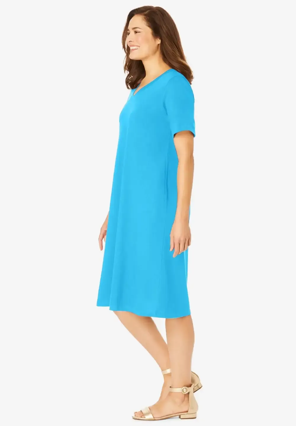 Perfect Short-Sleeve V-Neck Tee Dress