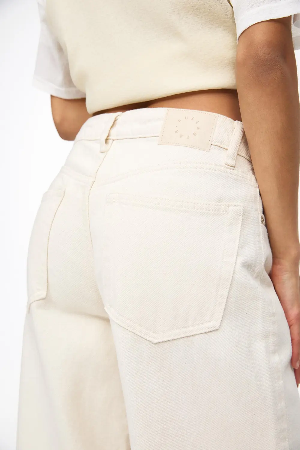 Jeans wide leg tiro alto