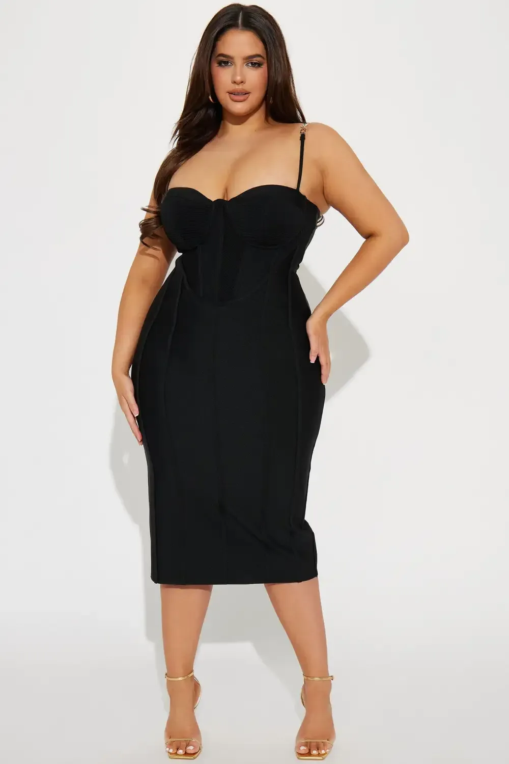 Victoria Bandage Midi Dress - Black