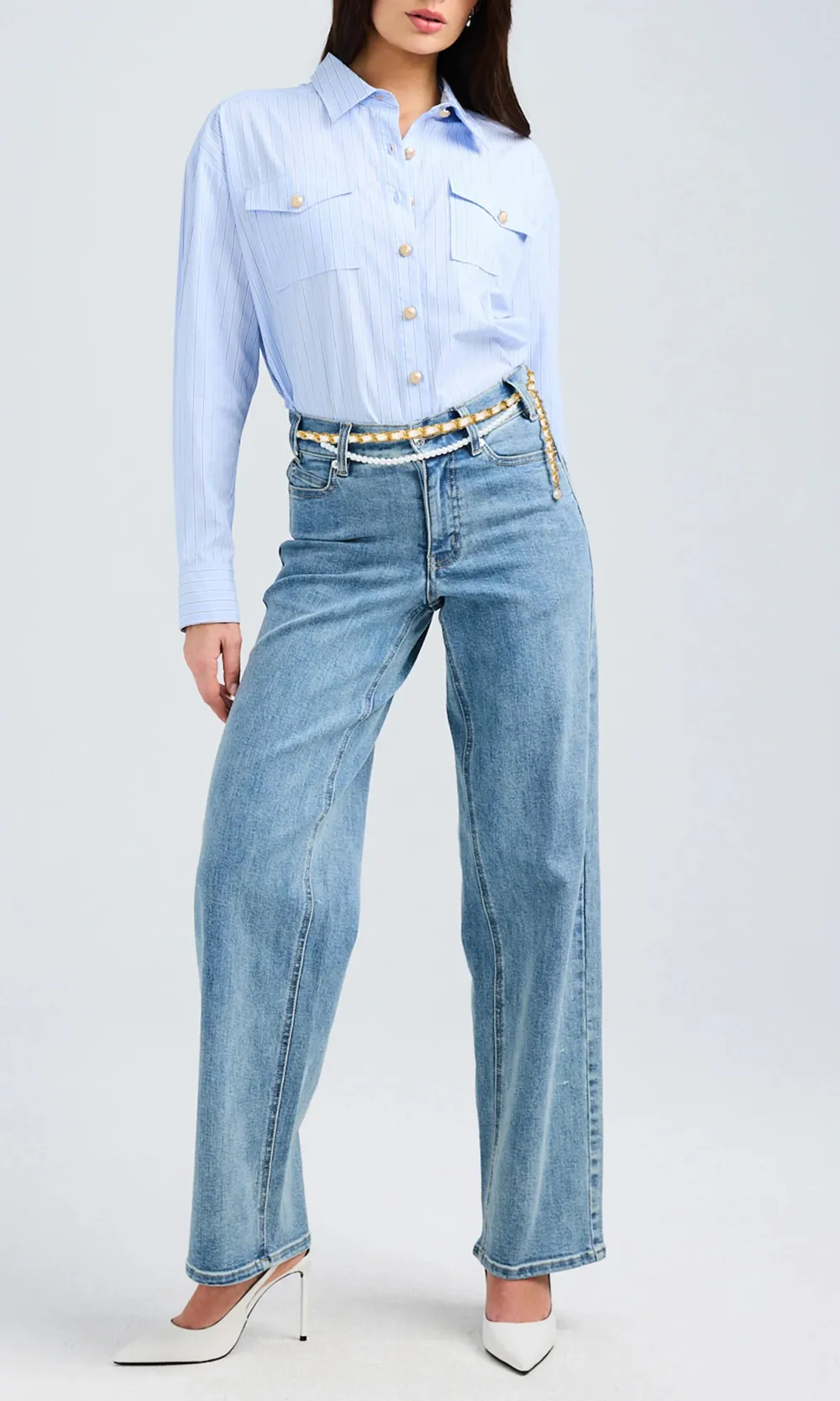 Michelle Pinstripe Poplin Shirt