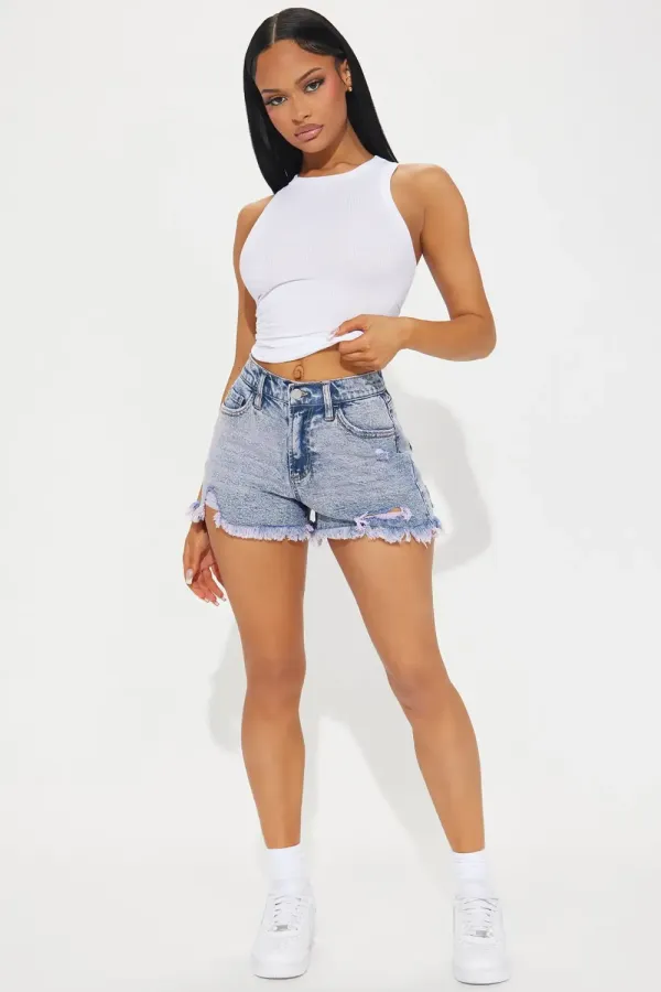 Notorious Cut Off Denim Shorts - Pink
