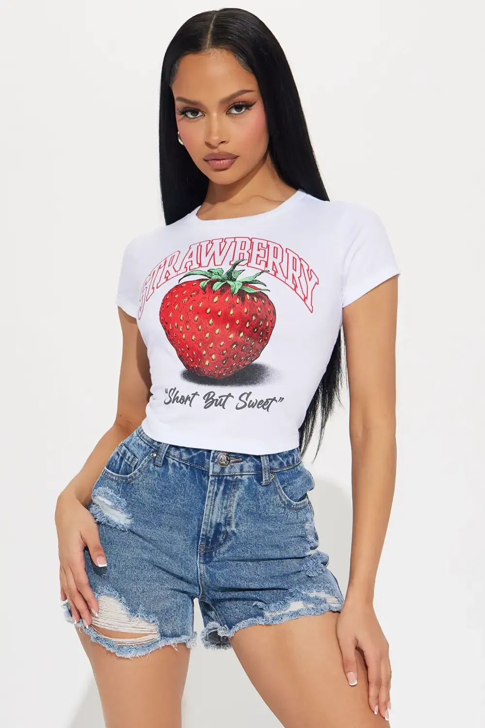 Short But Sweet Strawberries Tee - White