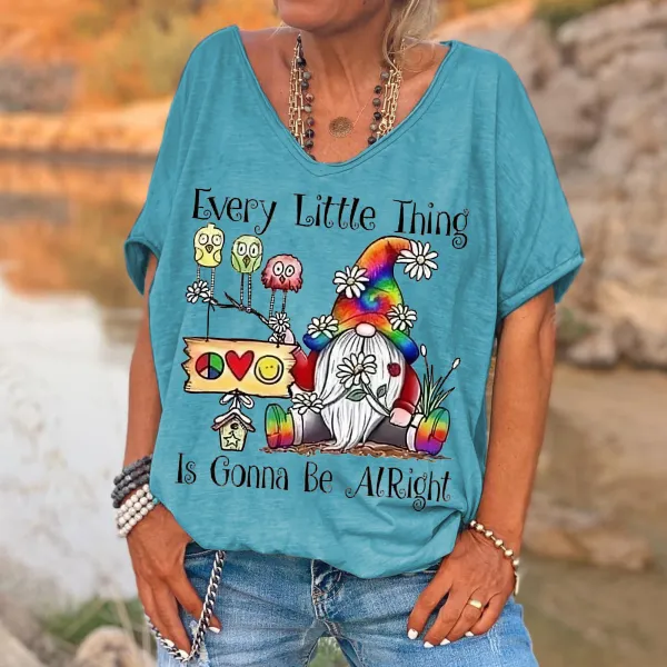 Every Little Thing Is Gonna Be Alright Printed V-neck Women's T-shirt