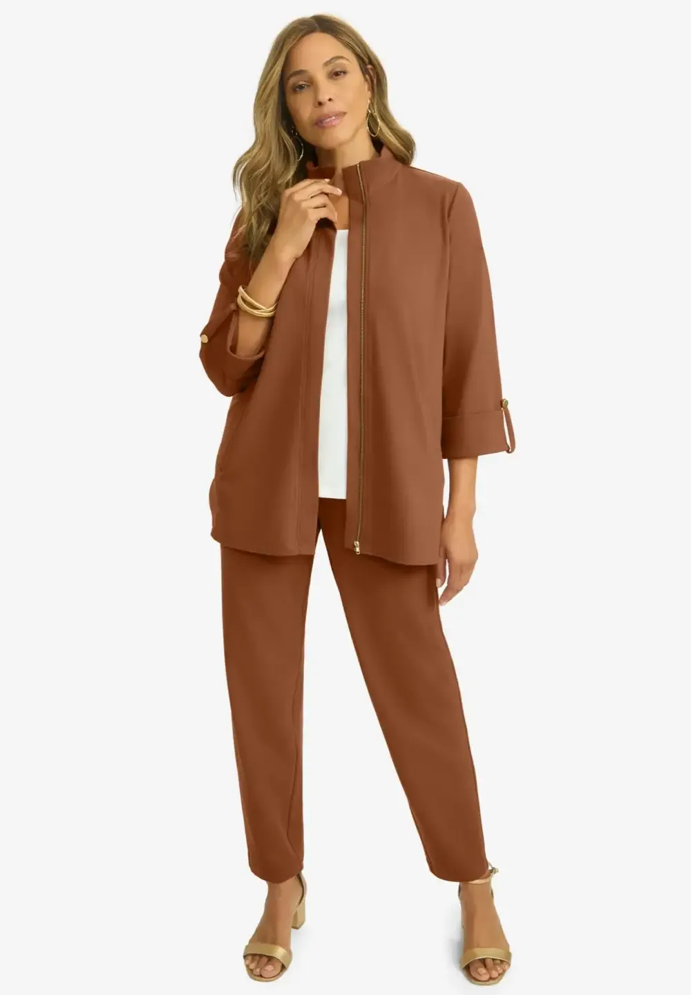 Knit Crepe Winged Collar Set