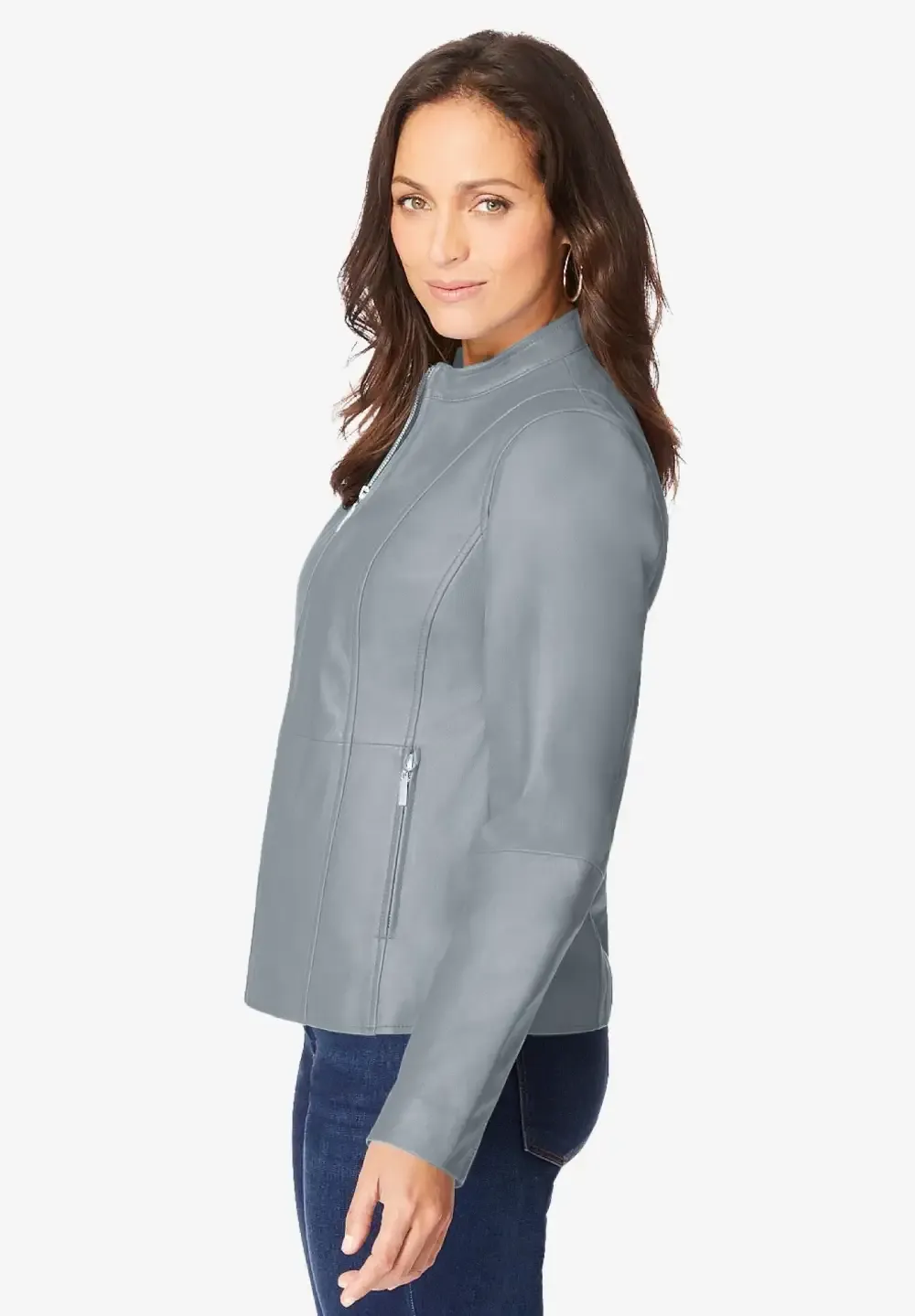 Zip Front Leather Jacket