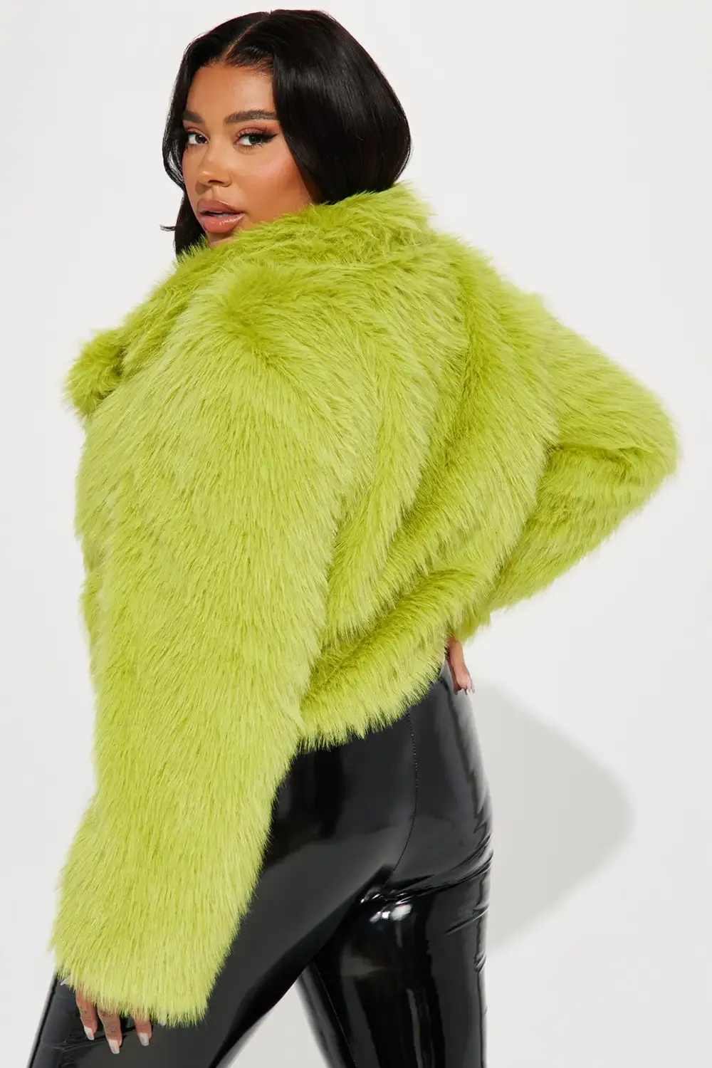 Foxy Mama Faux Fur Jacket - Chartreuse