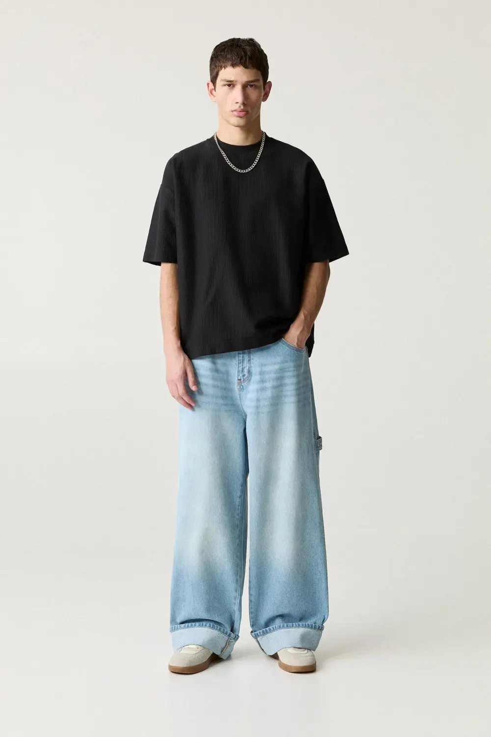 Textured short sleeve sweatshirt