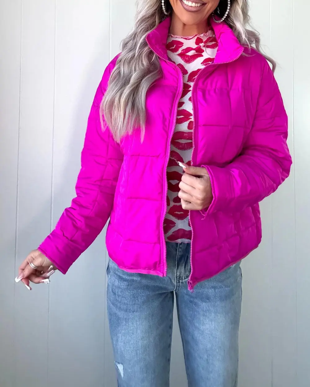 Views Puffer Jacket - Fuchsia