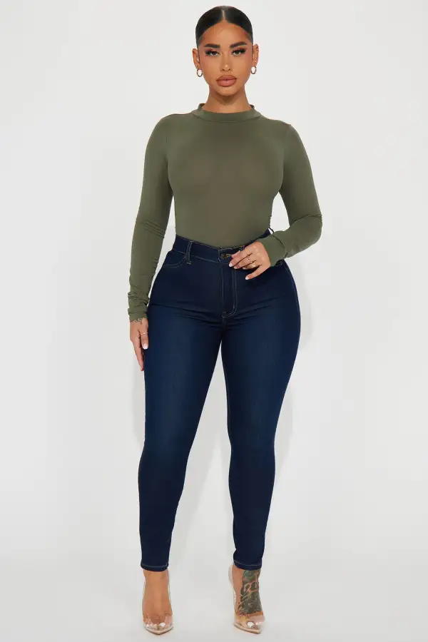 Melanie Mock Neck Bodysuit - Olive