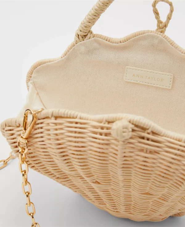 Wicker Shell Clutch Bag