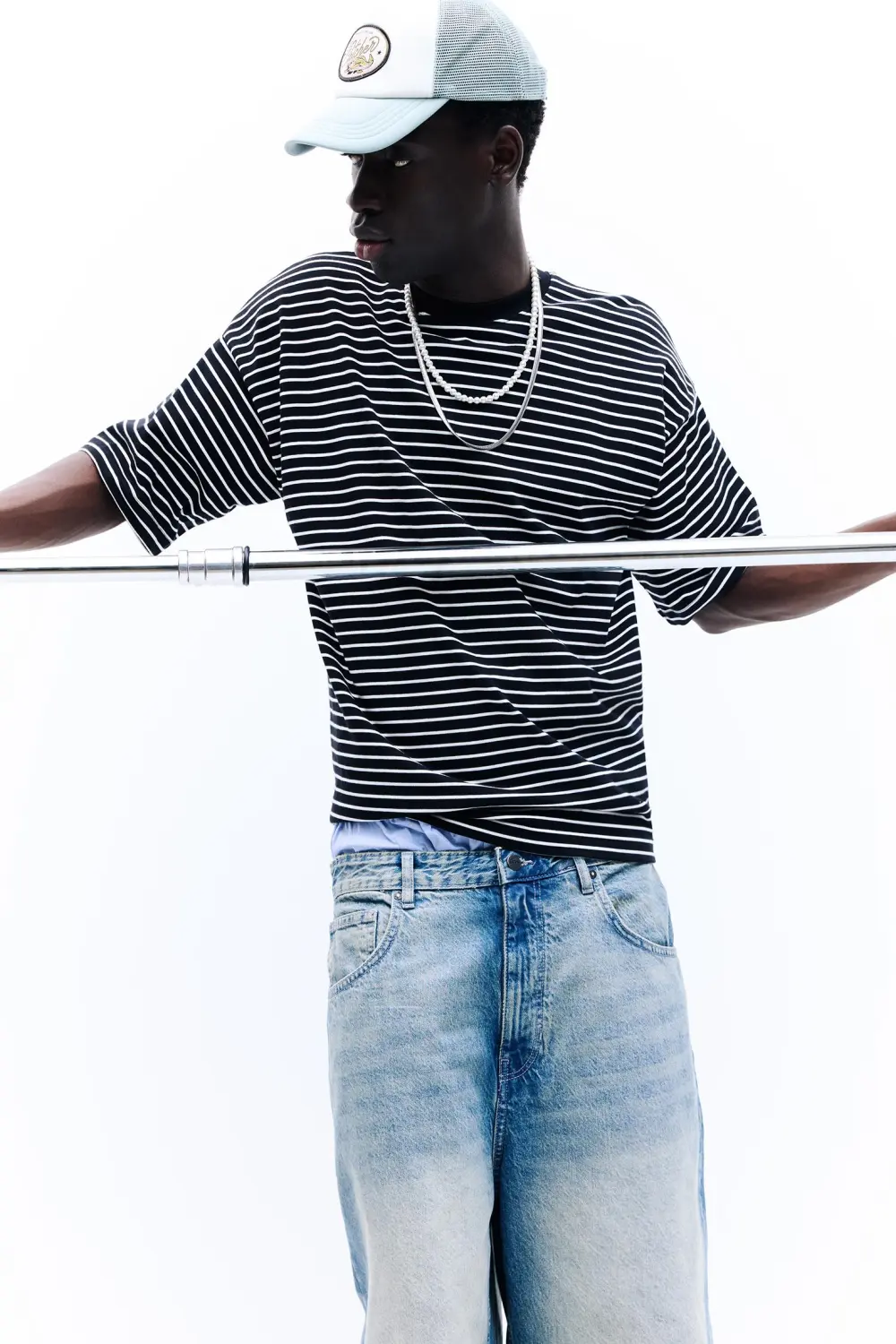 Striped boxy-fit T-shirt