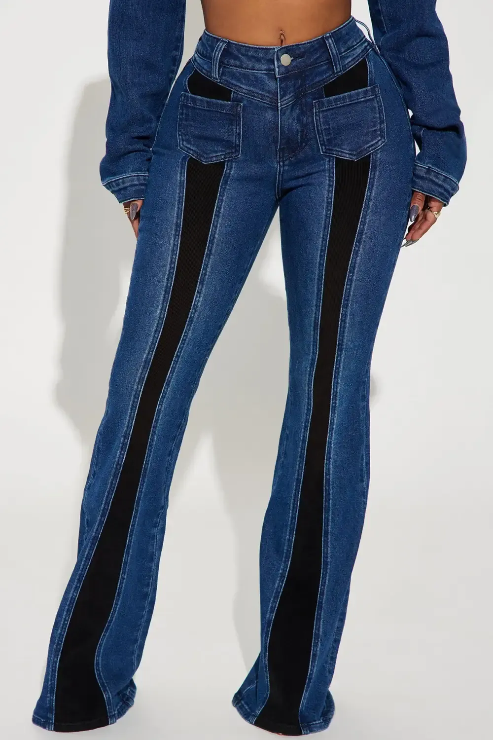 Splitting Ways Stretch Flare Jeans - Medium Wash