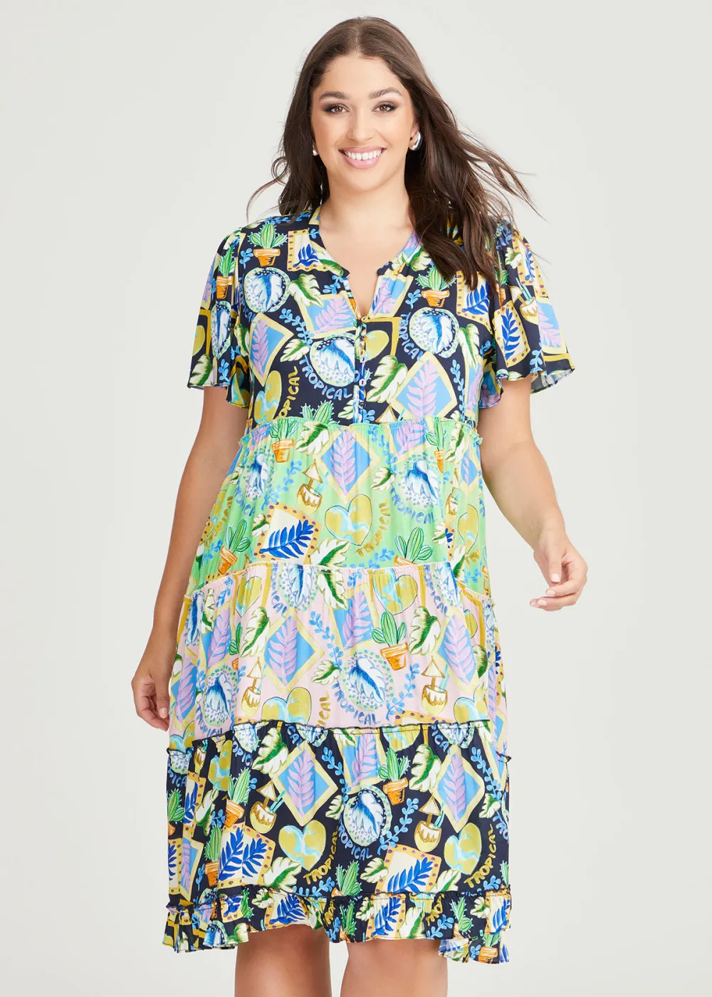 Natural Tropical Mix Dress
