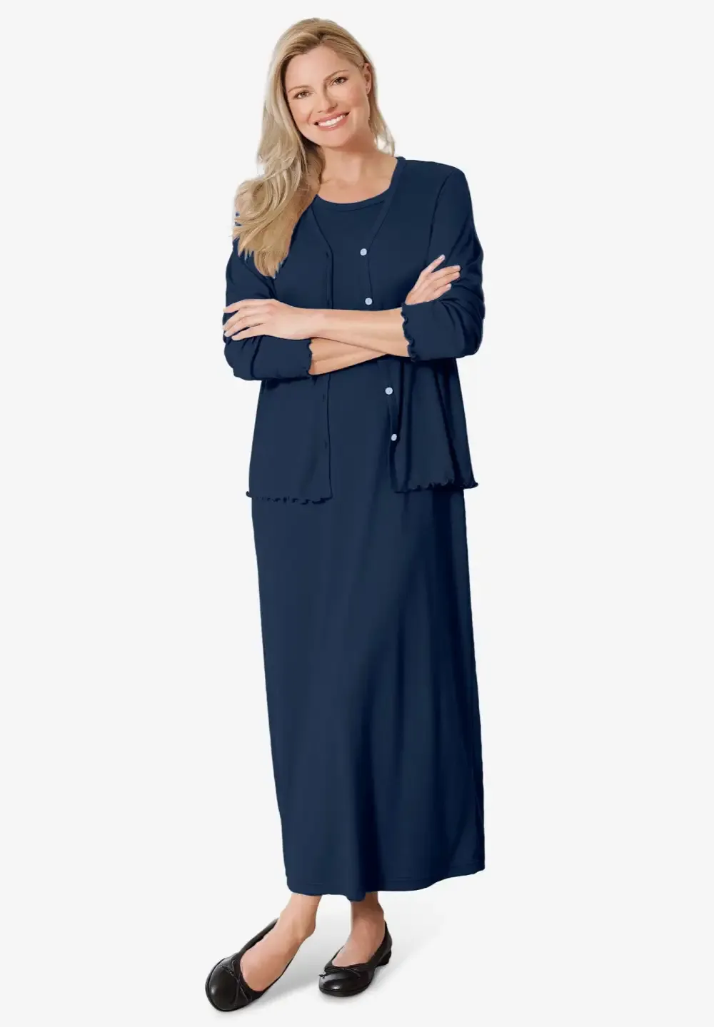 Lettuce Trim Knit Jacket Dress
