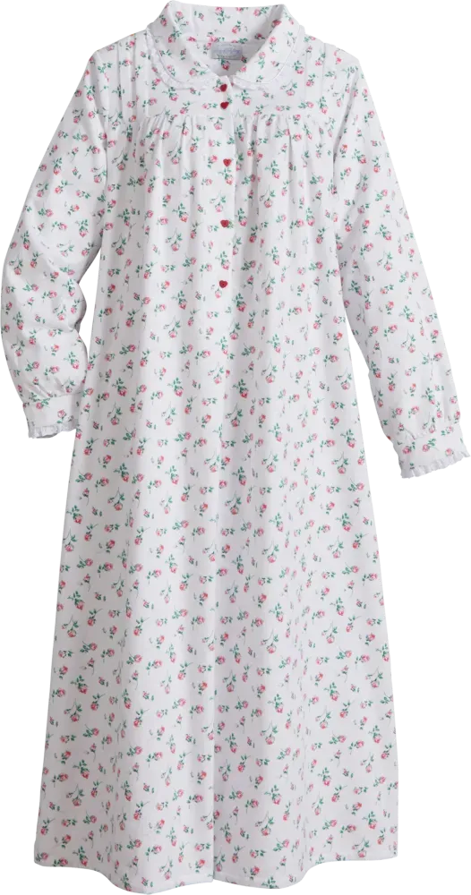 Lanz Red Rose Cotton Flannel Nightgown