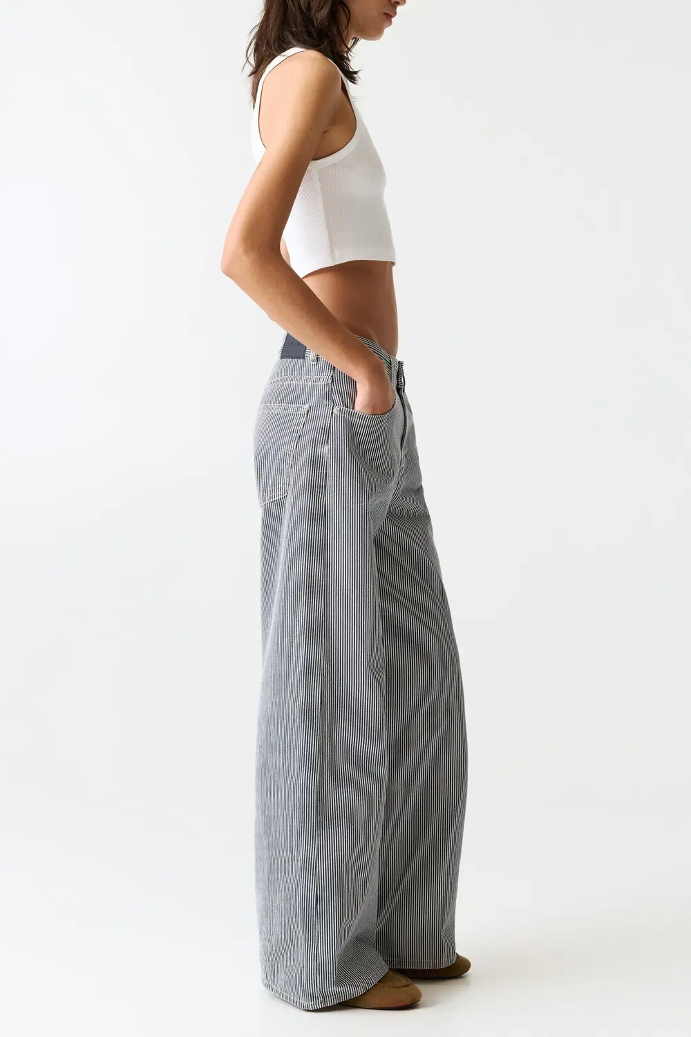 Jeans wide leg rayas