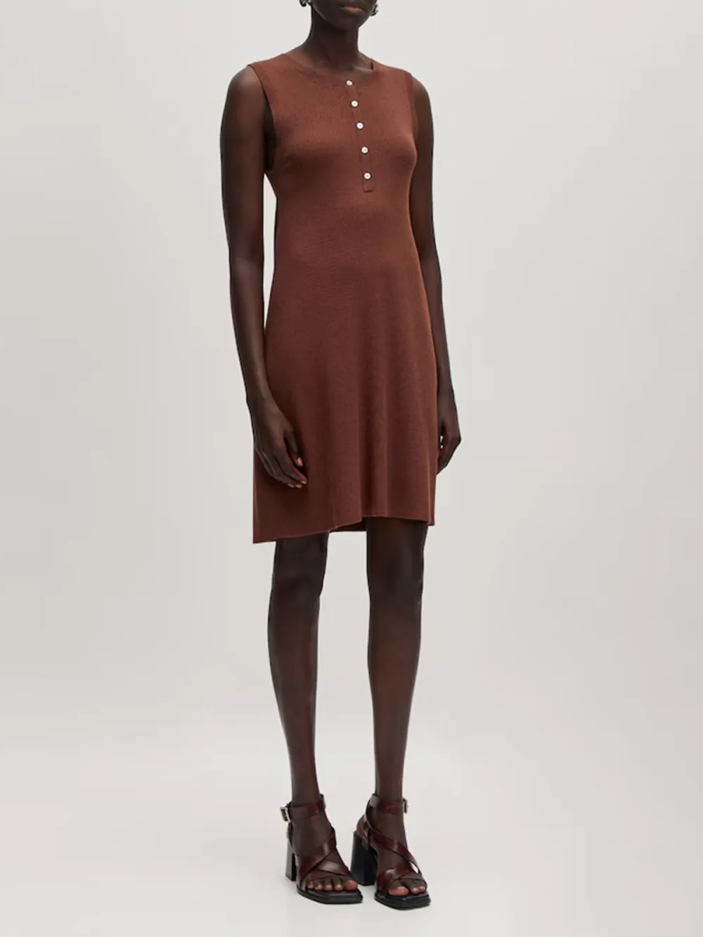 Brown Casual Style Sleeveless Dress