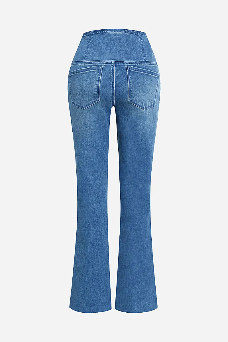 Wash Wrap Mid Rise Stretchy Flare Jeans