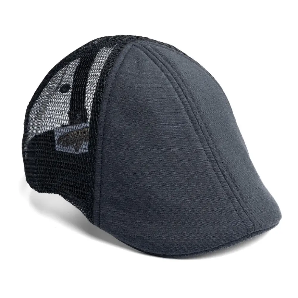 The Mesh Trucker Boston Scally Cap - Black with Black