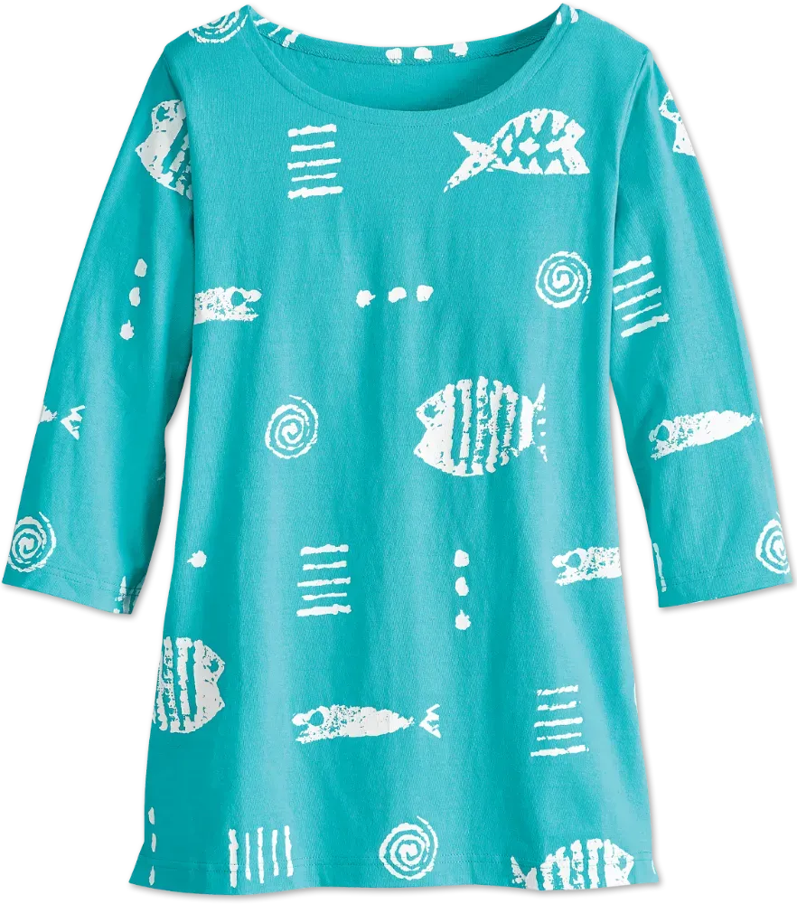 M.MAC Rock Fish Cotton Knit Scoop-Neck Tunic