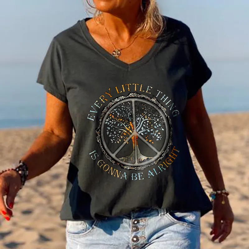 Every Little Thing Is Gonna Be Alright Women Hippie Tees
