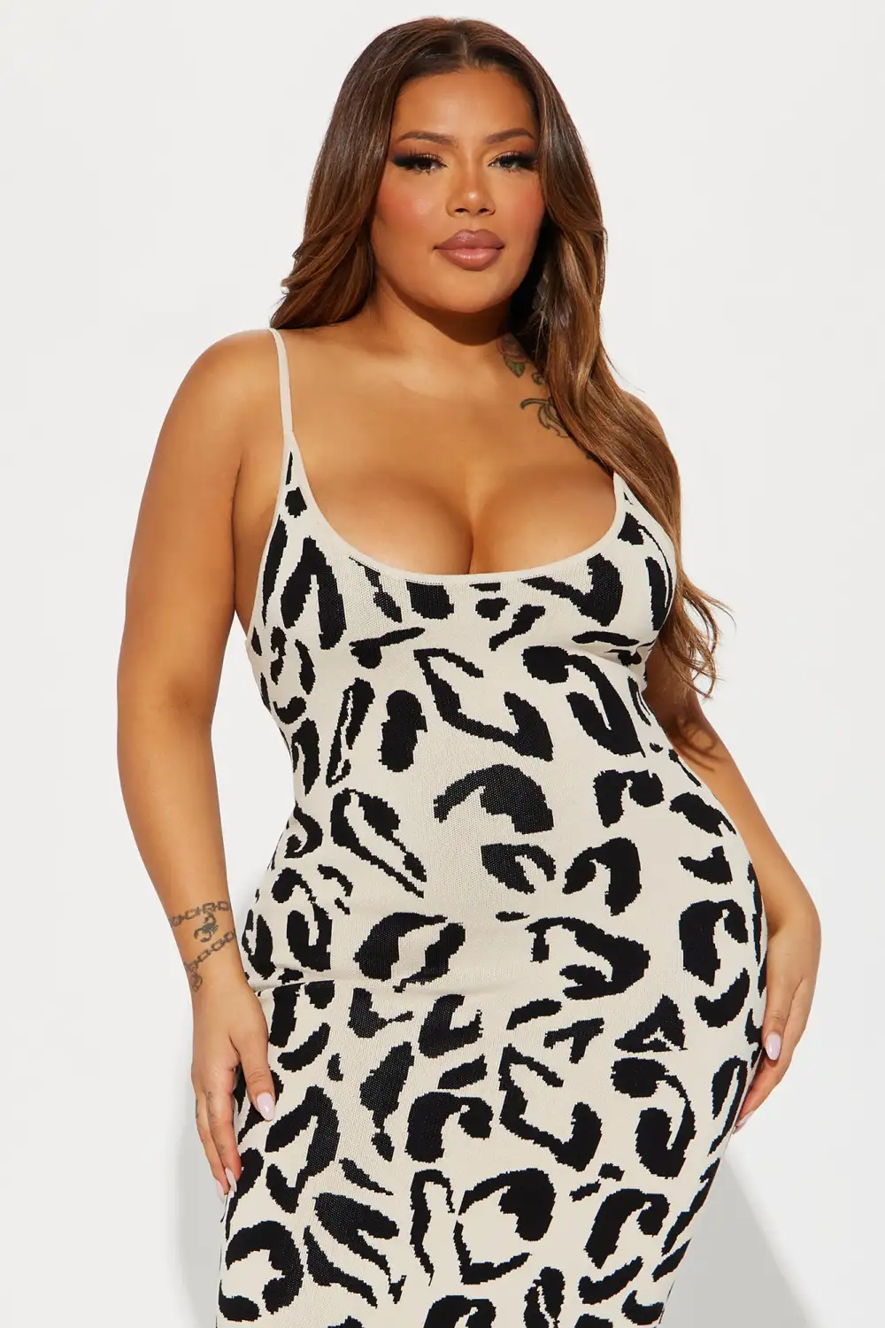 Leo Sweater Midi Dress - Cream/combo