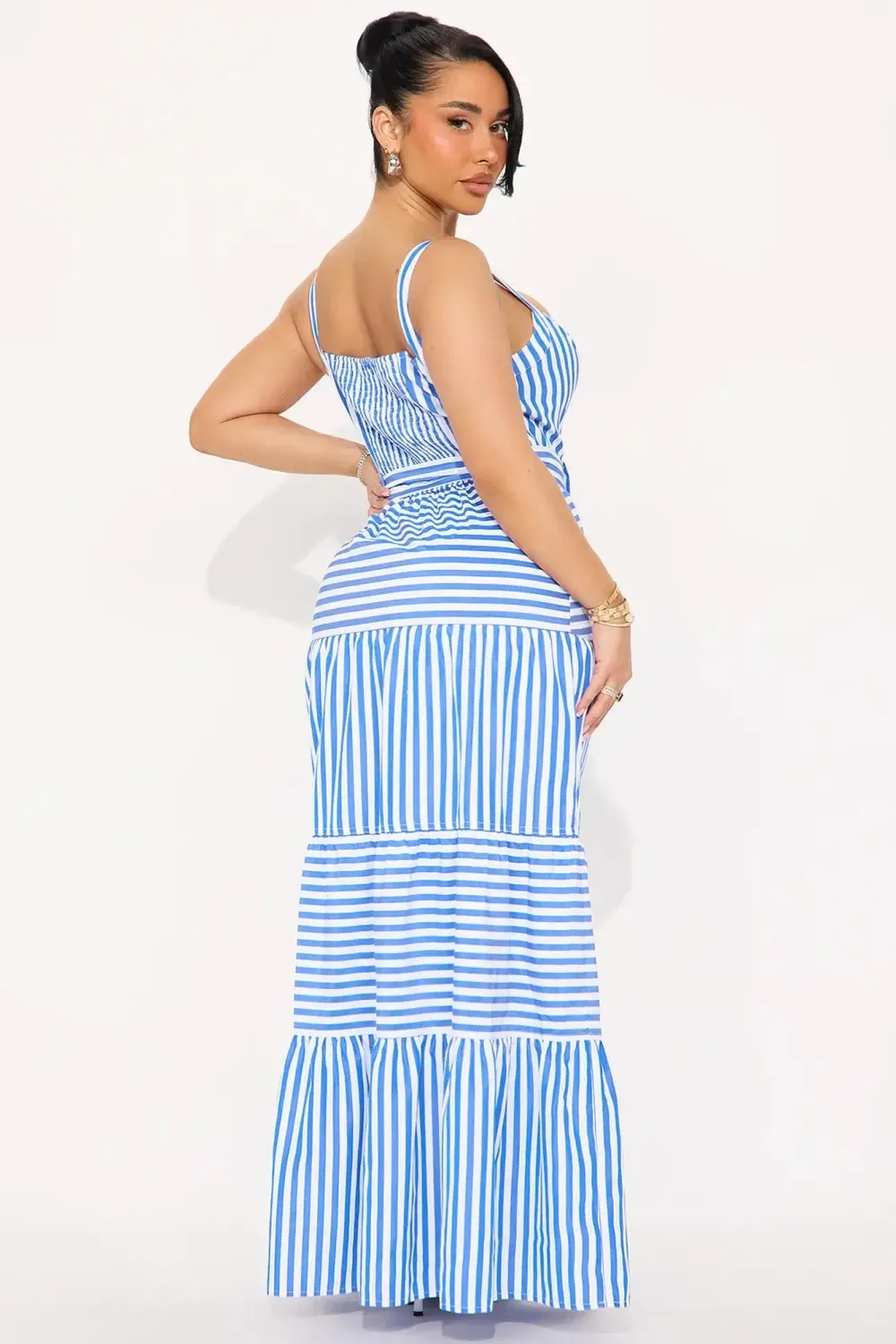 Sally Striped Maxi Dres - Blue