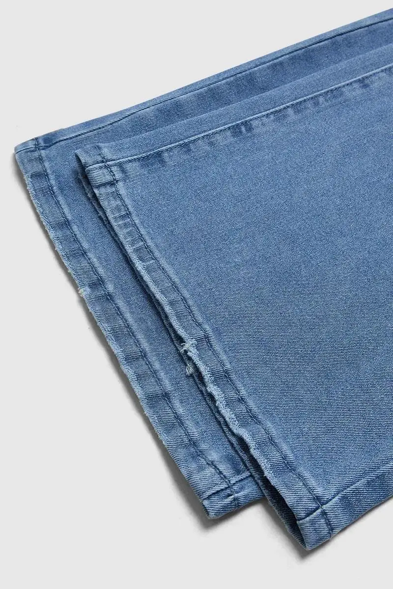 Wash Mid Rise Straight Leg Jeans Without Belt