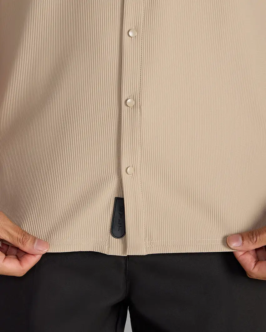 Ribbed+ Short Sleeve Button Down