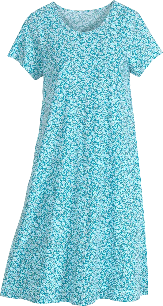 Fresh Florals Cotton Knit A-Line Midi Dress