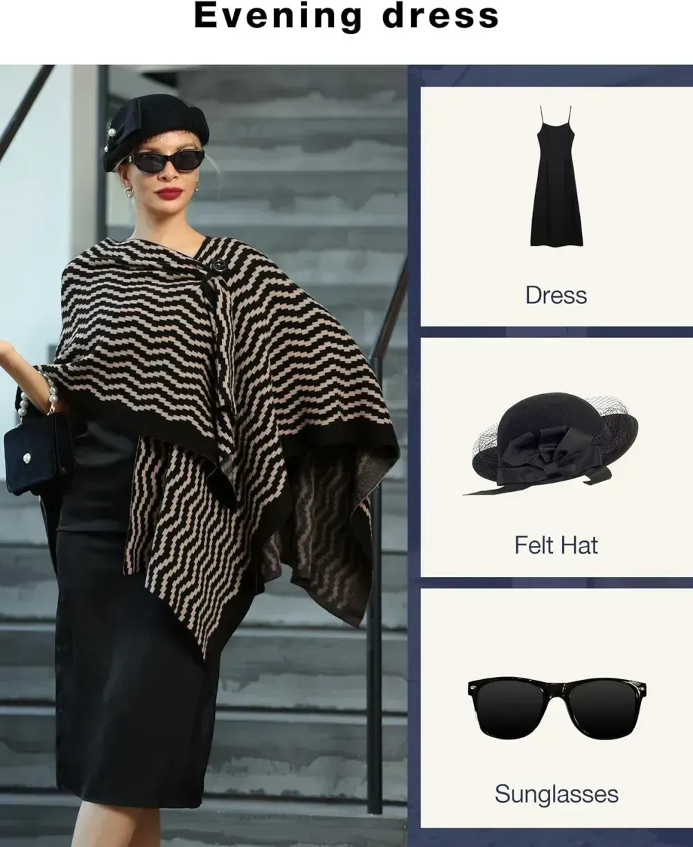 Womens Large Cross Front Poncho Sweater Wrap Topper Knitted Elegant Shawls Cape for Fall Winter