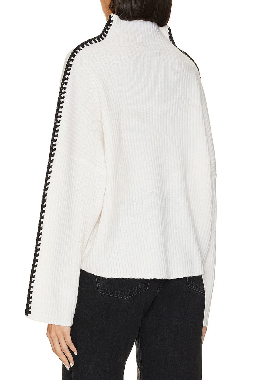 Patchwork Print Mock Neck Sweater